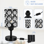 Set of 2 Crystal Bedside Lamp Small Crystal Table Lamp Black Crystal Lamps with Sunflower Diamond for Living Room Bedroom Nightstand Reading Room