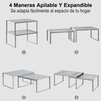 3-Tier Stackable Kitchen Cabinet Organizer - Metal Spice Rack & Pantry Storage Shelves, Space-Saving