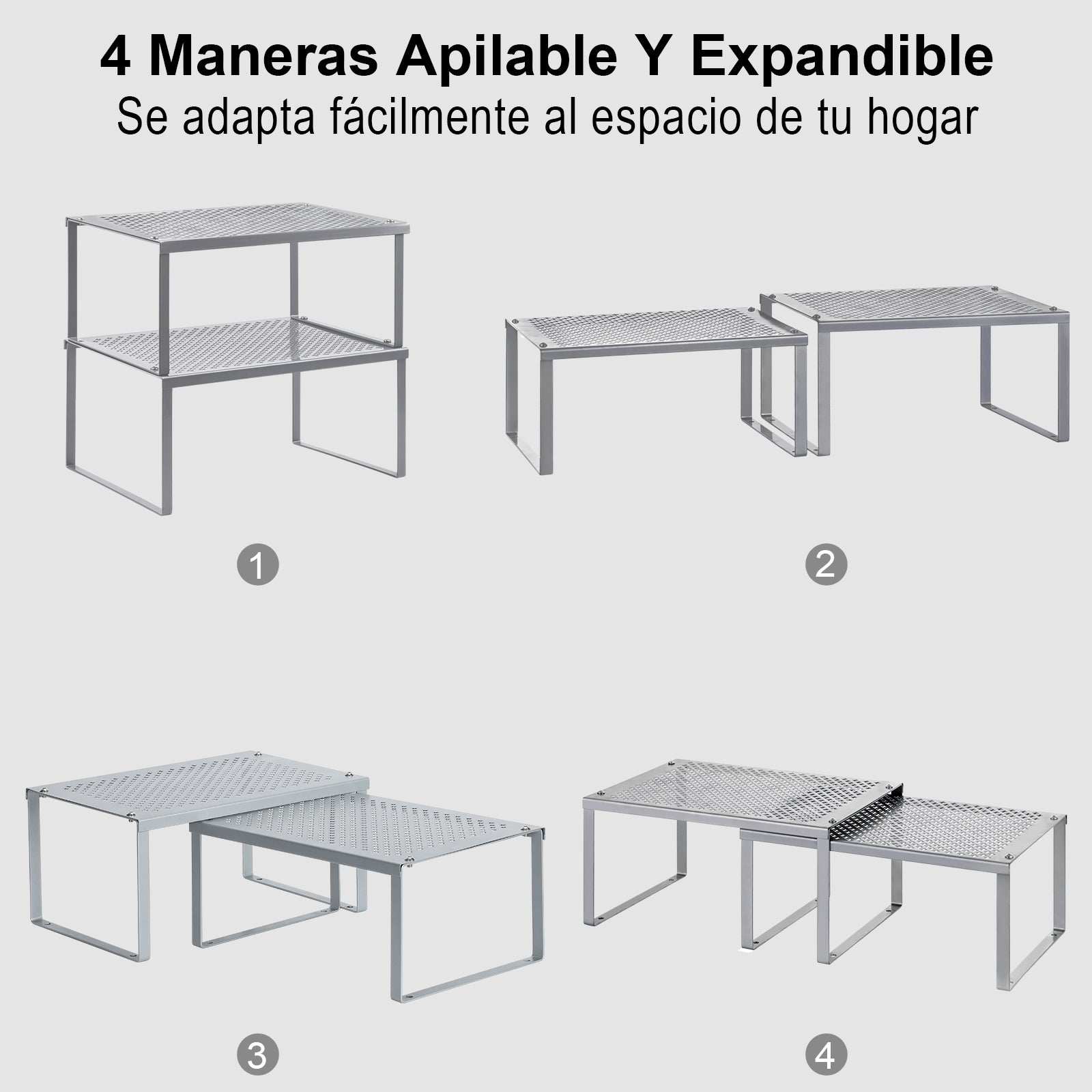 3-Tier Stackable Kitchen Cabinet Organizer - Metal Spice Rack & Pantry Storage Shelves, Space-Saving