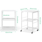 2-Tier Small End Table - White Wood Nightstand with Storage Shelf - Modern Printer Stand & Sofa Side Table for Small Spaces