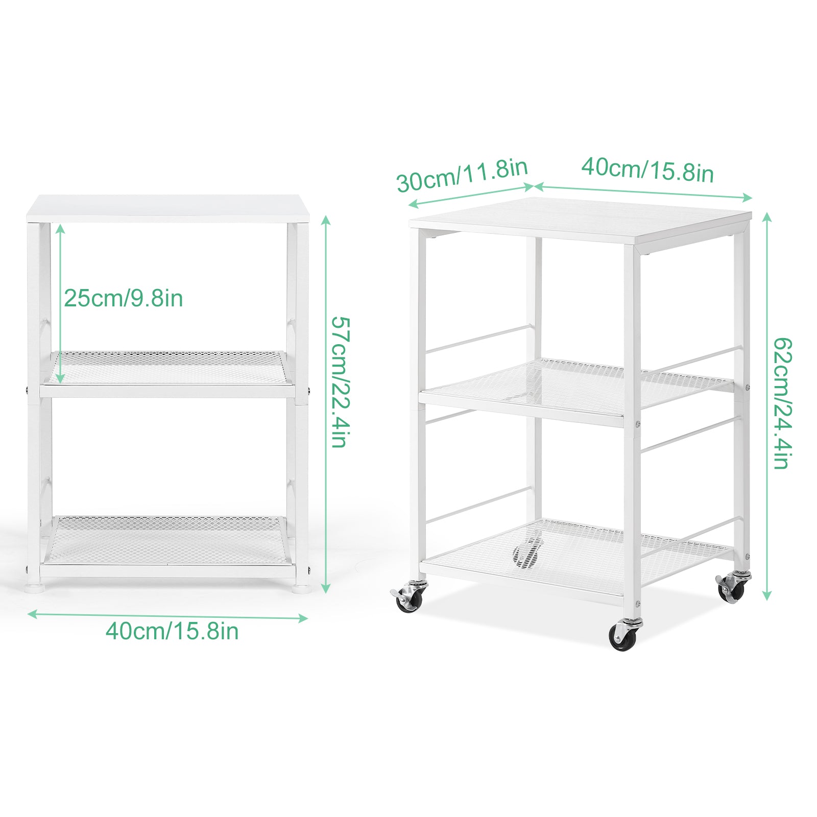2-Tier Small End Table - White Wood Nightstand with Storage Shelf - Modern Printer Stand & Sofa Side Table for Small Spaces