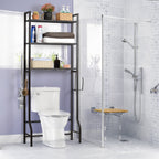 3-Tier Over the Toilet Storage Rack - Space-Saving Bathroom Organizer with Toilet Paper Holder & Hooks,