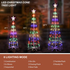3 Pack Lighted Christmas Cone Trees, 4/5/6FT Outdoor RGB LED Trees with Star Topper, 8 Modes Waterproof Yard Decorations for Holiday