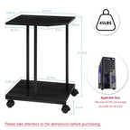 2-Tier Computer Tower Stand with Wheels, Under Desk PC Holder for Large Towers, Rustic Wood Printer Stand Table with Lockable Casters,
