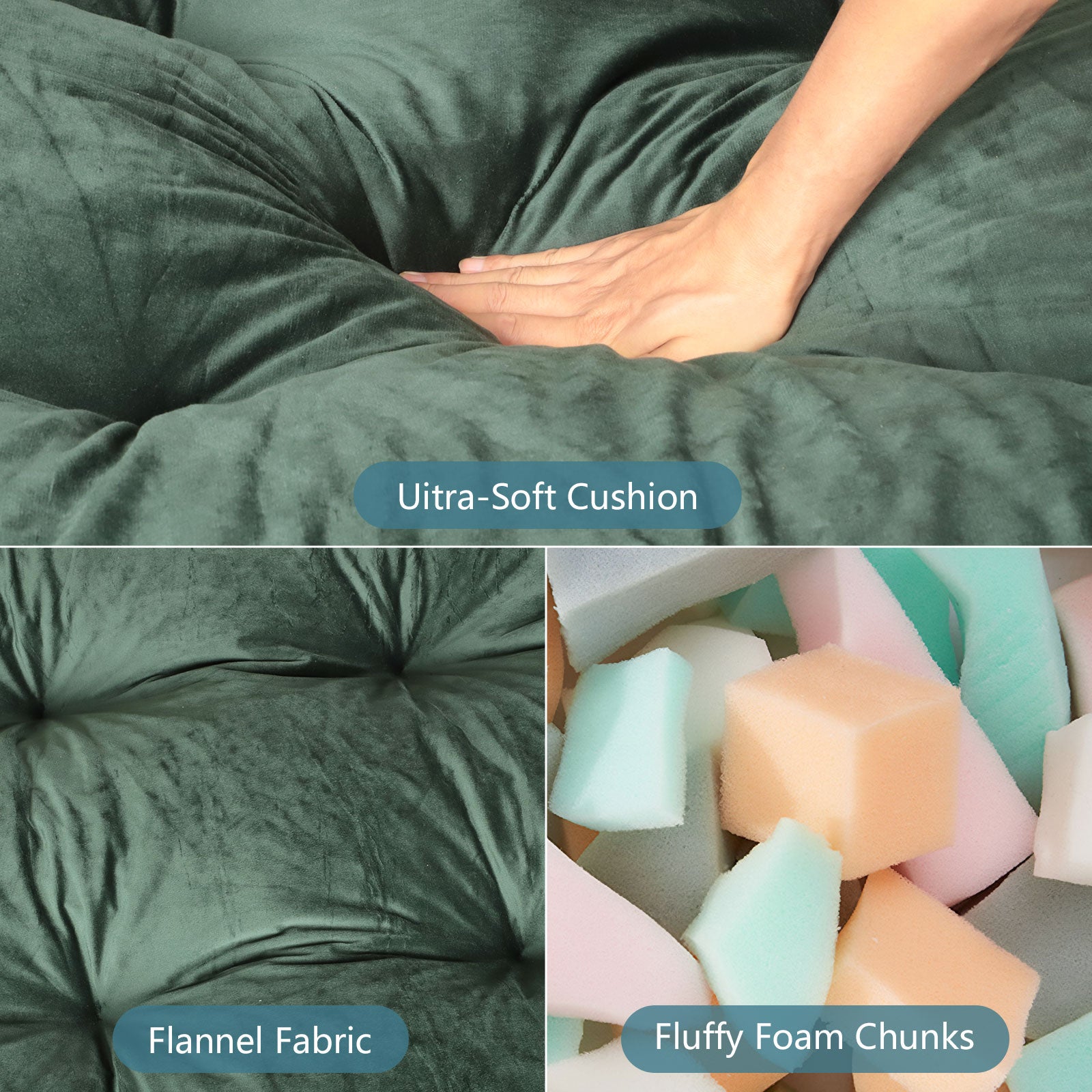 Full Size 6" Floor Futon Mattress, High Density Shredded Foam Folding Mattress for Adults, Gray Flannel