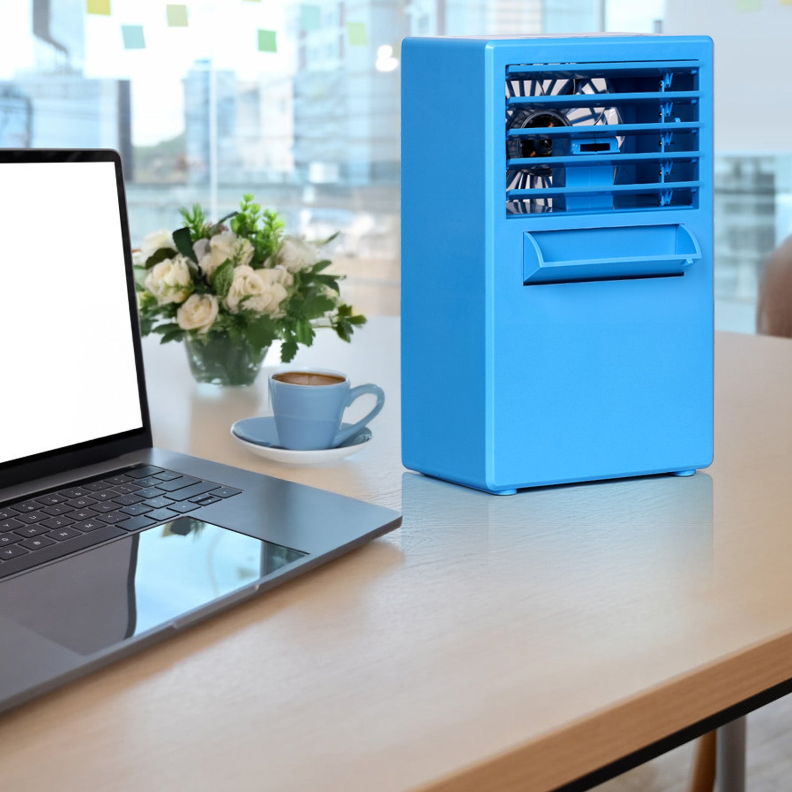Personal Mini Desktop Air Cooler Fan, 3-Speed Portable Cooling Fan for Office, Study & Bedroom (Blue)