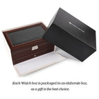 12-Slot Brown PU Leather Watch Box and Jewelry Organizer with Integrated Storage Drawer for Display