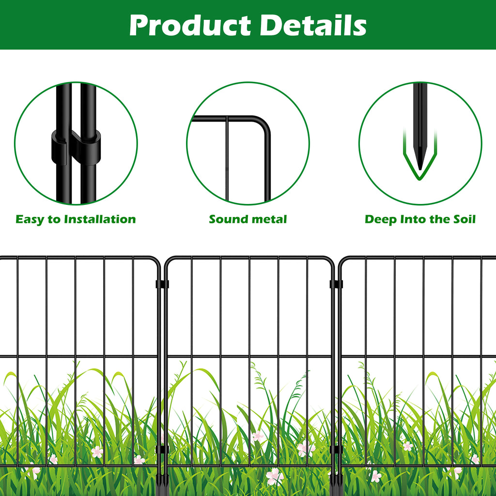 35-Pack Square Garden Fence, 22"H x 37ft L Rust-Resistant Metal Animal Barrier for Large Yards