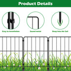 35-Pack Square Garden Fence, 22"H x 37ft L Rust-Resistant Metal Animal Barrier for Large Yards