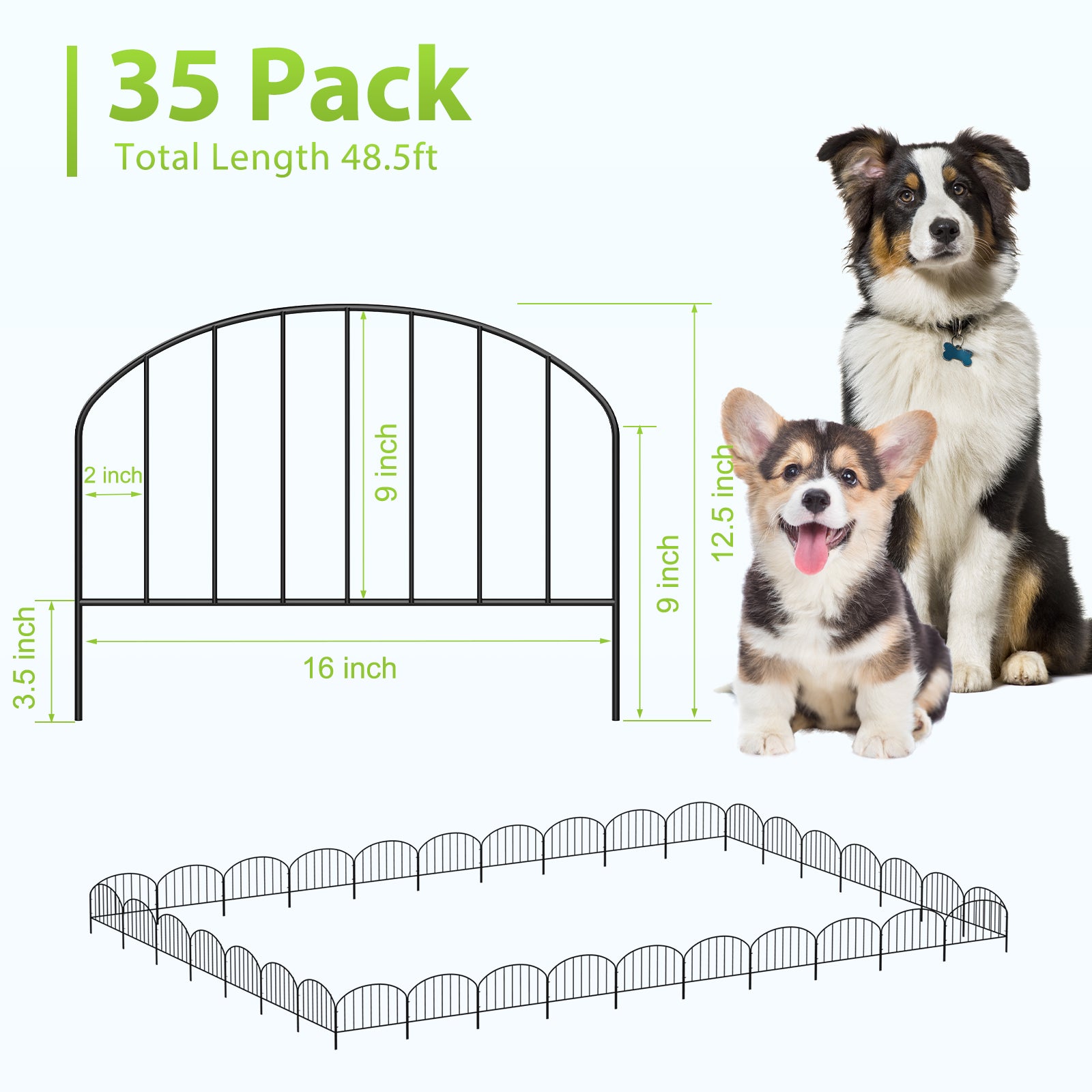 9. 5ft Decorative Garden Fence Panels No Dig Fencing, Rustproof Animal Barrier Boarder, Metal Wire Panel Border for Landscape Patio Yard Outdoor Decor