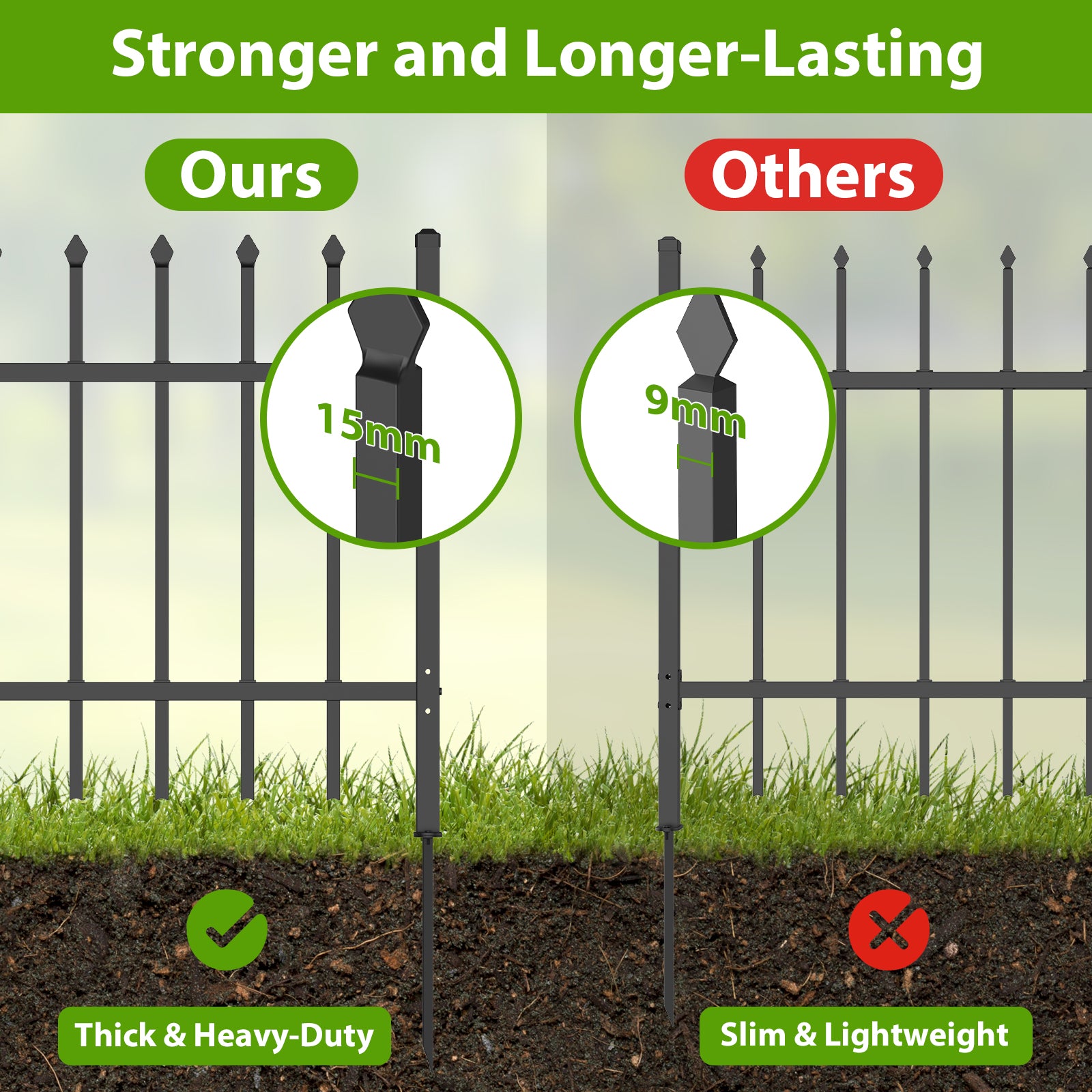 3-Panel Decorative Garden Fence & Animal Barrier
