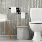 Stepped Industrial Pipe Double Toilet Paper Holder，Heavy-Duty Cast Iron Wall-Mounted Dual Tissue Rack.