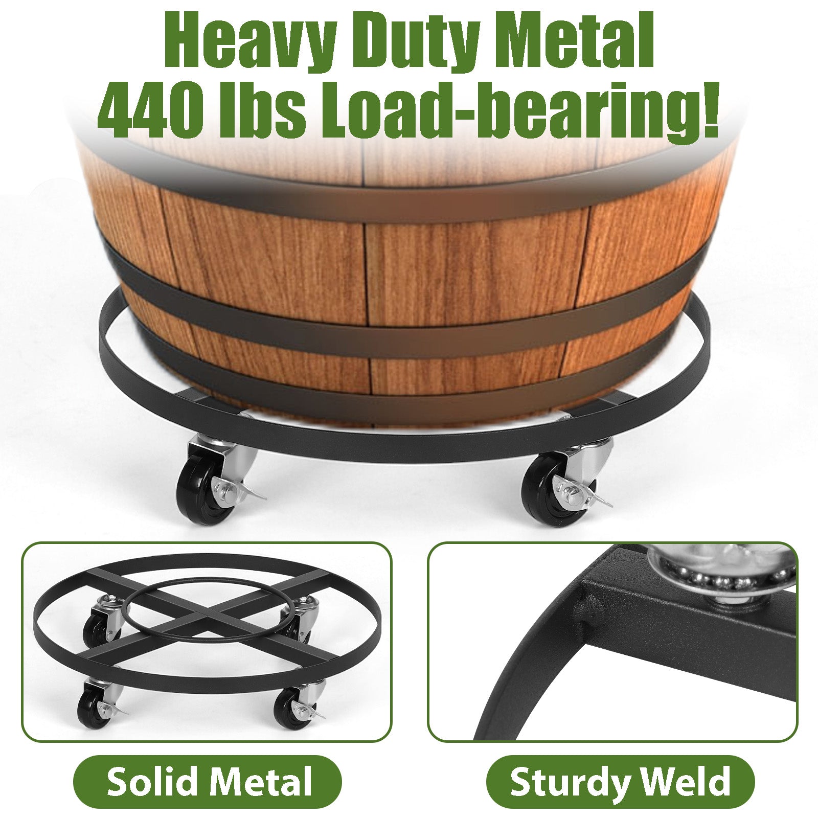 2-Pack Heavy Duty Metal Plant Caddy with 360Â¡Ã£ Wheels