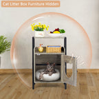 Cat Litter Box Enclosure & Hidden Furniture House, Decorative Wooden Pet House for Small Kittens, Oak Grey,