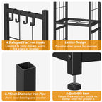2-Tier Indoor Firewood Rack - Outdoor Log Holder w/ 4 Fireplace Tool Hooks, Black