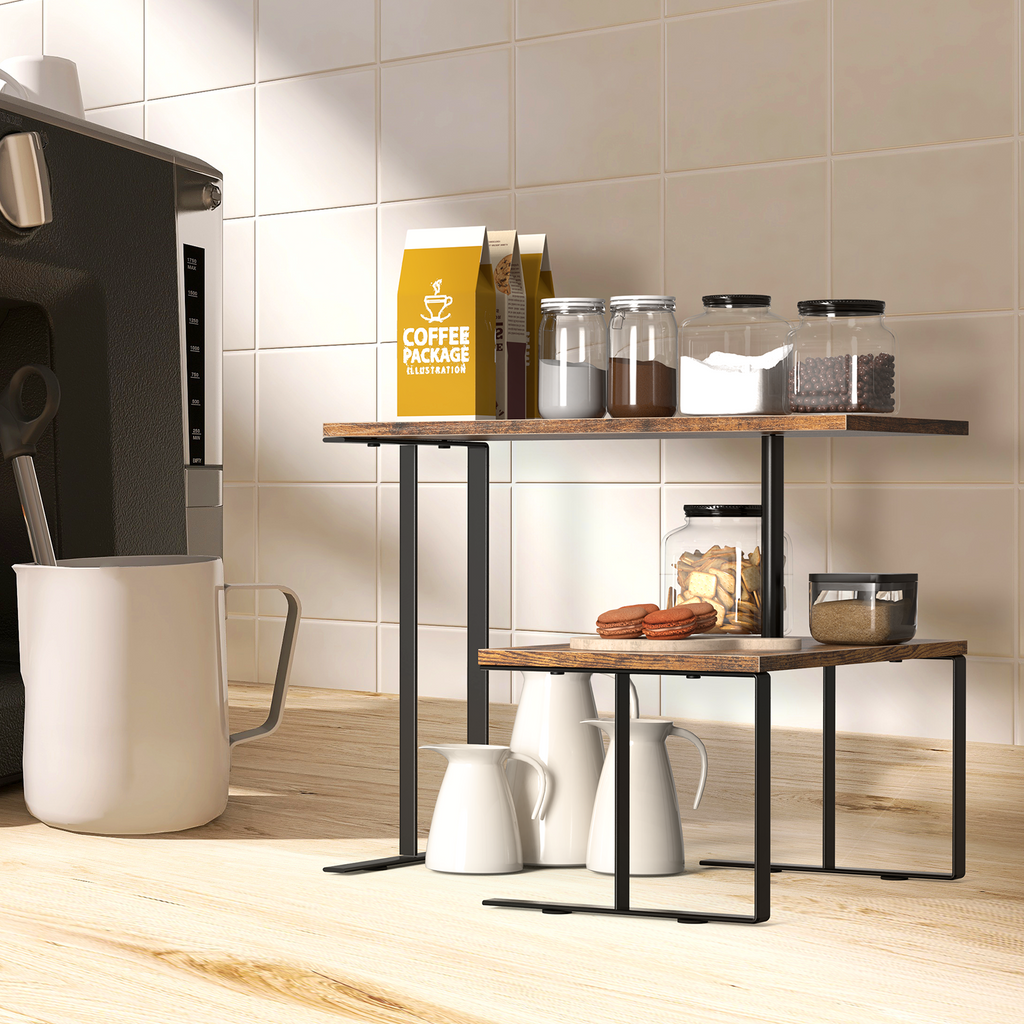 360Â¡Ã£ Rotating Corner Desk Organizer - 2-Tier Desktop Display Rack & Countertop Storage for Office & Kitchen,