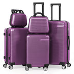5-Piece Hardside Luggage Set - 12/14/20/24/28 Inch ABS+PC Suitcases with TSA Locks & Spinner Wheels, Lightweight Travel Luggage for Family Trips & Business (Blue)