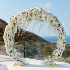 8ft Round Gold Balloon Arch Stand, Metal Circle Backdrop Frame for Wedding & Birthday Party