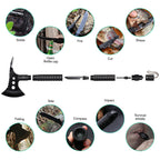 Professional Camping Axe with Multi-Tool Handle, Tactical Black Hatchet for Survival, Wood Chopping, and Outdoor Adventure,
