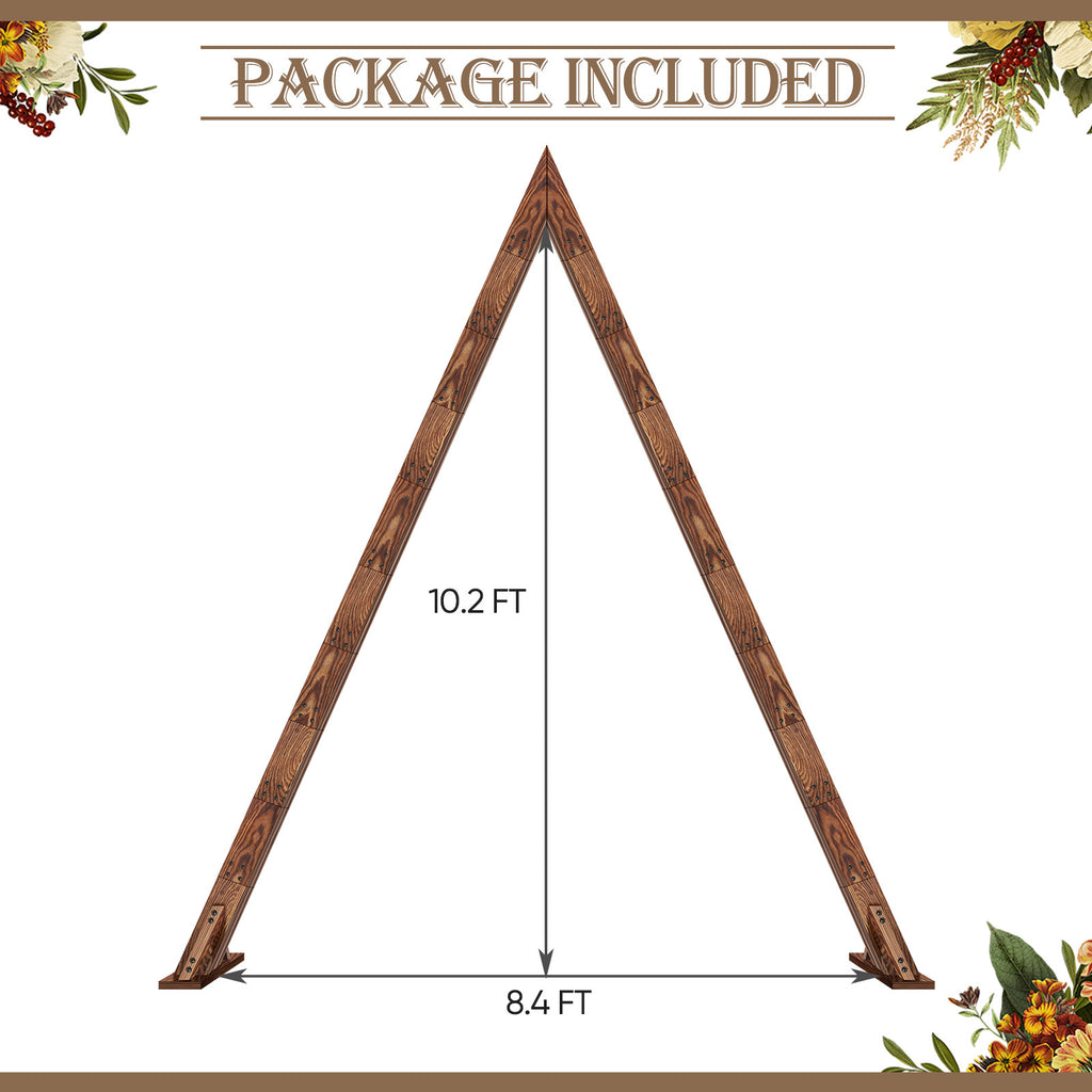 10.2ft Wooden Triangle Wedding Arch, Rustic Farmhouse Triangle Garden Arch Stand, Heavy Duty Wooden Arbor Frame for Wedding Ceremony, Bridal Shower, Birthday Party, Proposal, Indoor & Outdoor Decor