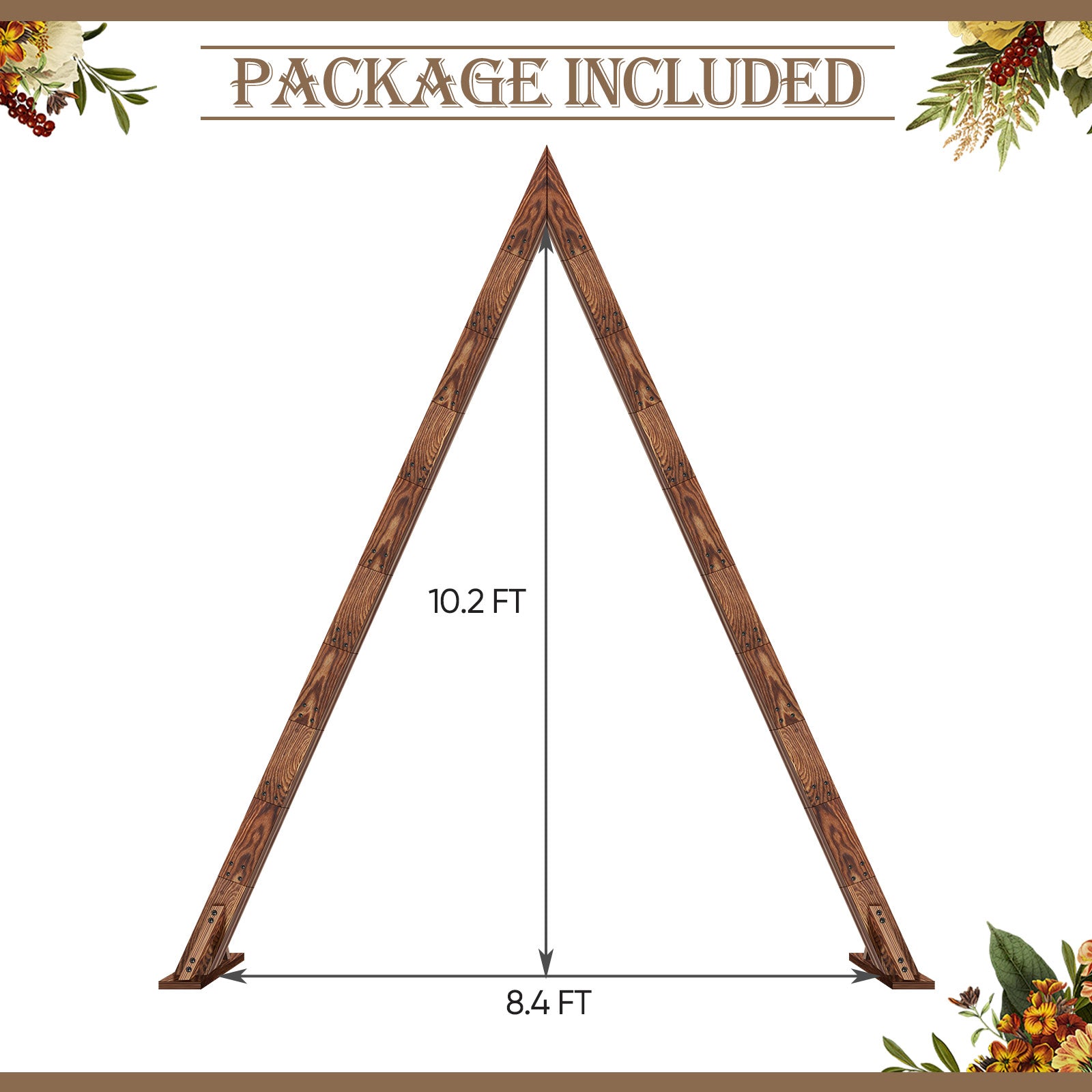 10.2ft Wooden Triangle Wedding Arch, Rustic Farmhouse Triangle Garden Arch Stand, Heavy Duty Wooden Arbor Frame for Wedding Ceremony, Bridal Shower, Birthday Party, Proposal, Indoor & Outdoor Decor