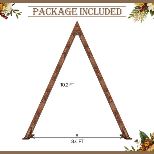 10.2ft Wooden Triangle Wedding Arch, Rustic Farmhouse Triangle Garden Arch Stand, Heavy Duty Wooden Arbor Frame for Wedding Ceremony, Bridal Shower, Birthday Party, Proposal, Indoor & Outdoor Decor