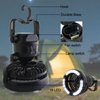 2-in-1 Portable Camping Fan with LED Lantern, Hanging Tent Fan with Emergency Light, Hurricane Survival Kit