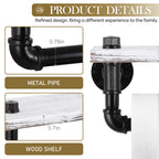 Industrial Pipe Toilet Paper Holder with Shelf - Wall-Mounted Rustic Wood Bathroom Organizer - Heavy-Duty Steampunk Tissue Rack