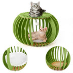 Modern Pumpkin-Shaped Felt Cat Bed - Cozy Indoor Pet Cave with Removable Soft Cushion - Stylish Enclosed Hideaway for Small Cats & Kittens