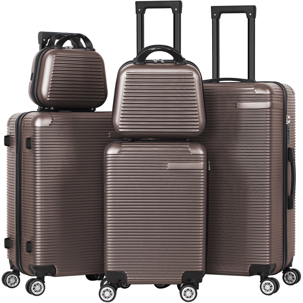 5-Piece Hardside Luggage Set - 12/14/20/24/28 Inch ABS+PC Suitcases with TSA Locks & Spinner Wheels, Lightweight Travel Luggage for Family Trips & Business (Blue)