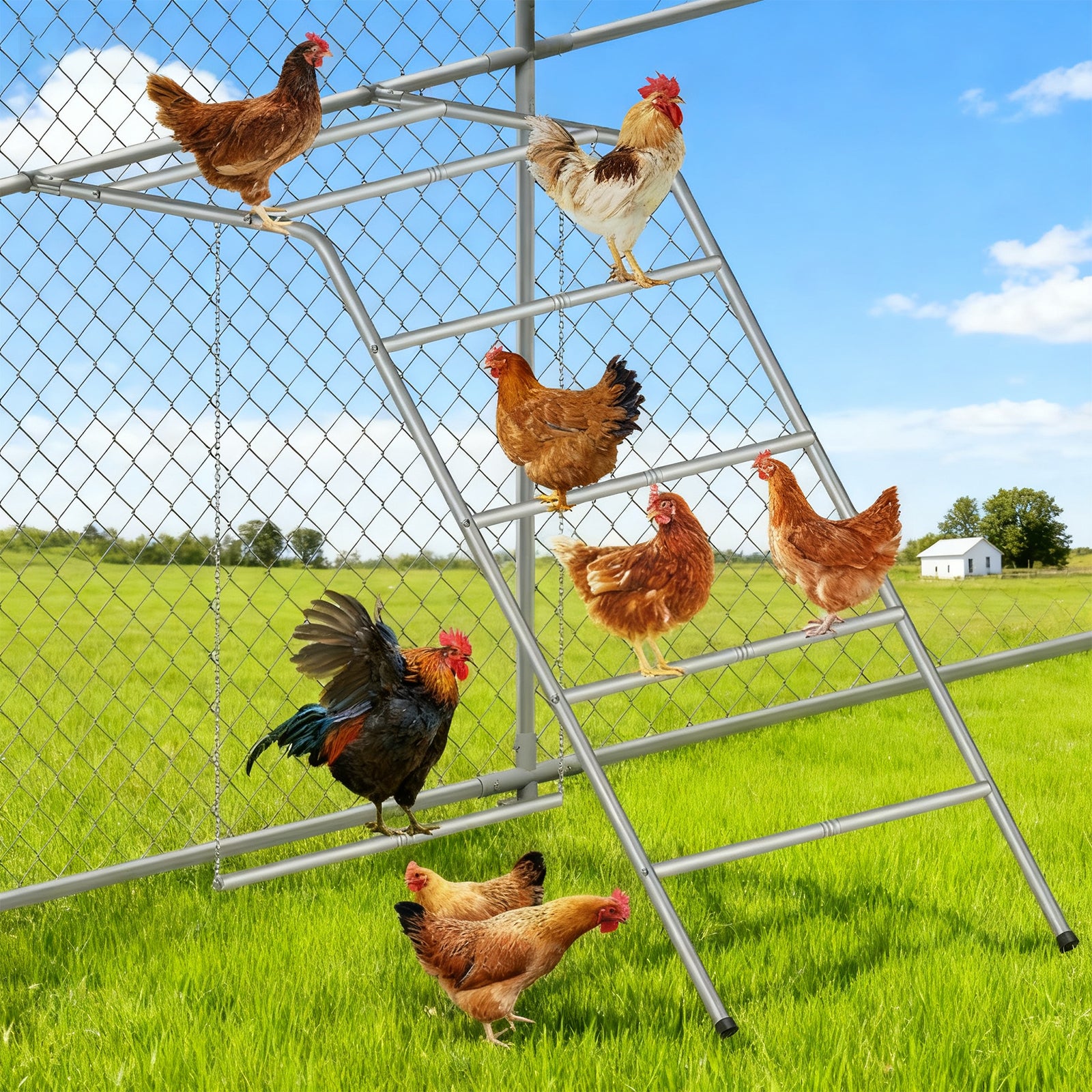 Simple with Swing Chicken Climbing Frame, Chicken Perch, Henhouse Climbing Frame, Applicable To Farms, Backyards