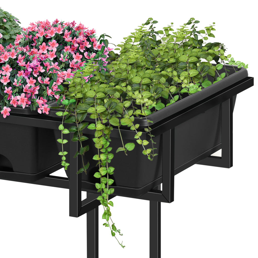 43" Mobile Raised Garden Bed - Elevated Planter Box with Storage Shelf & Wheels for Patio & Balcony,