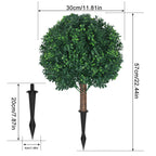 2-Pack Artificial Cypress Topiary with Ground Stakes, Faux Boxwood Bush for Outdoor Porch, Garden, and Balcony, UV Resistant,