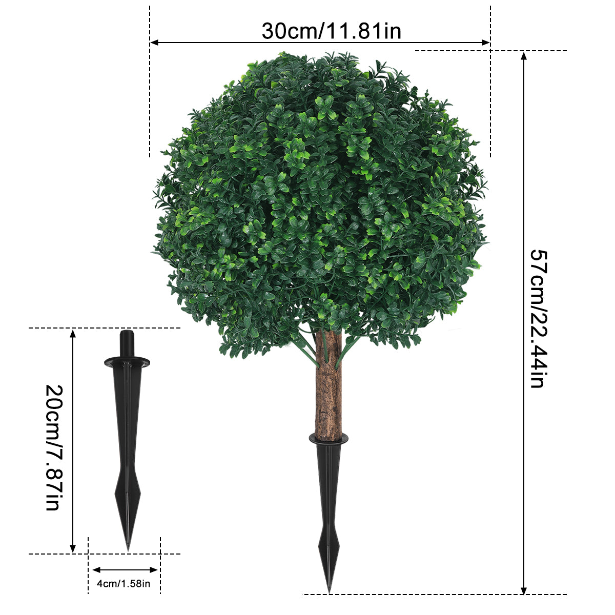 2-Pack Artificial Cypress Topiary with Ground Stakes, Faux Boxwood Bush for Outdoor Porch, Garden, and Balcony, UV Resistant,