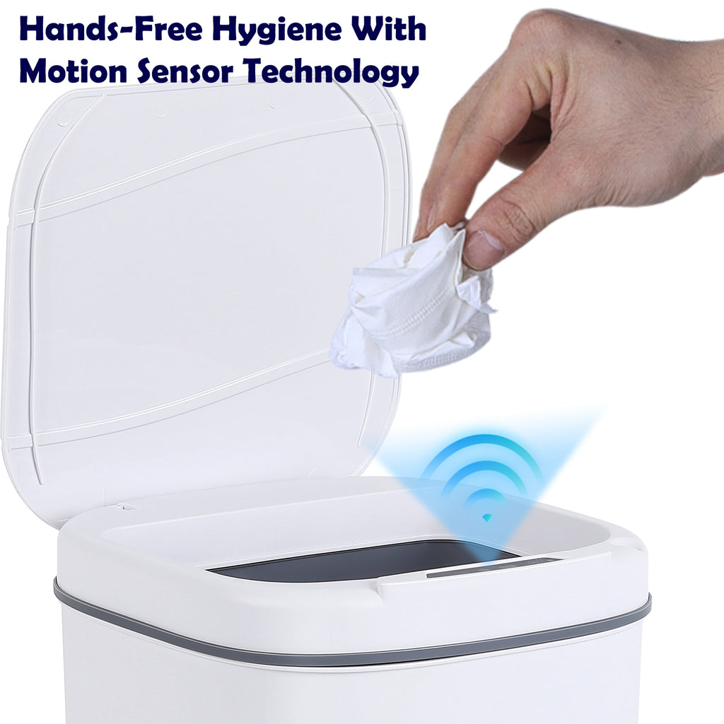 Single-Mode Automatic Motion Sensor Trash Can - Touchless Smart Waste Bin - Battery Operated Compact Garbage Can for Office & Bedroom