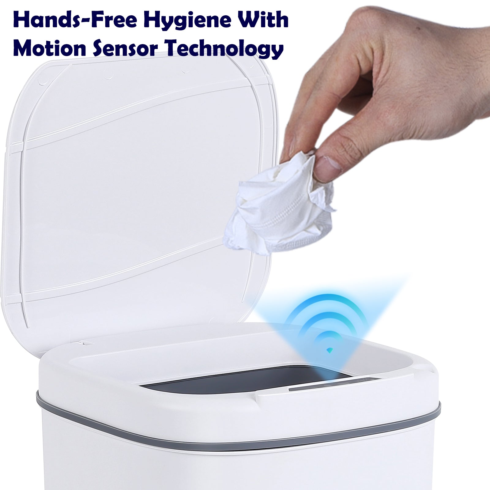 Single-Mode Automatic Motion Sensor Trash Can - Touchless Smart Waste Bin - Battery Operated Compact Garbage Can for Office & Bedroom