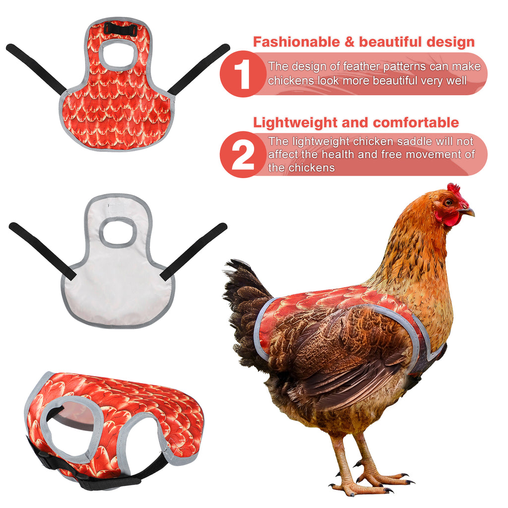 Waterproof Oxford Chicken Saddle Aprons 3 Colors Set, Adjustable Hen Wing Protector Jacket, Reusable Poultry Back Guard to Avoid Feather Damage, for Backyard Chicken Coop Hens Roosters