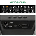 Karaoke player with a wired microphone, wireless portable karaoke speaker stereo music player, supporting TF/USB/FM/BT/AUX/MIC.