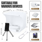 Mini Shooting Tent Photography Kit, Square Photo Studio with Rotating Dial & 6-Color Screens, USB Powered