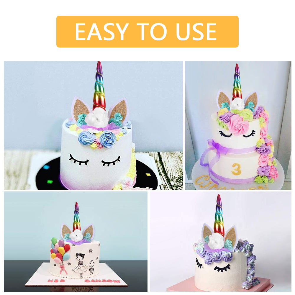 Vibrant Unicorn Horn Topper with Floral Details and Eyelashes for Birthdays, Weddings, and Themed Parties