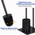 Free-Standing Toilet Paper Holder Stand - Dual Roll Dispenser with Integrated Toilet Brush & Storage, Matte Black