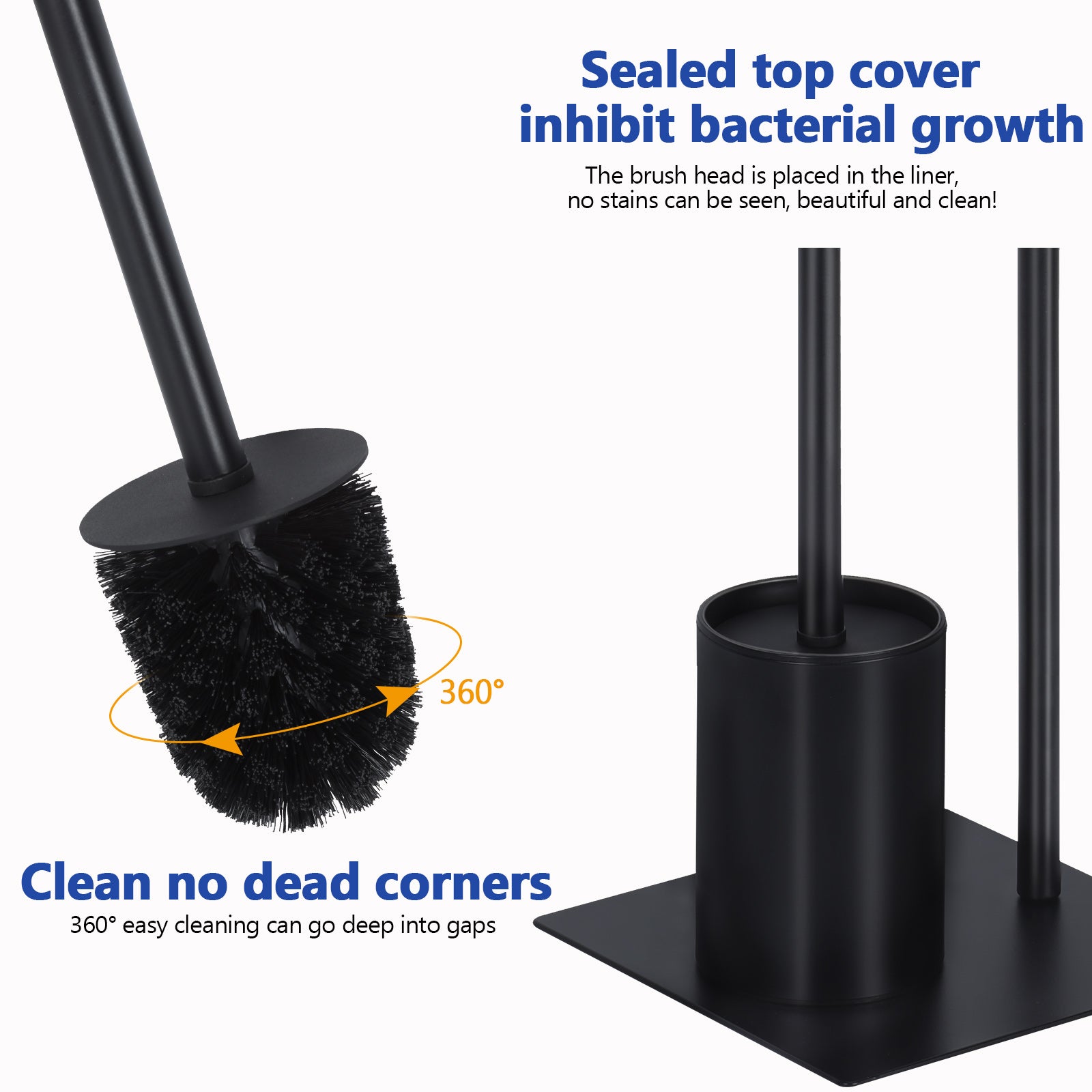 Free-Standing Toilet Paper Holder Stand - Dual Roll Dispenser with Integrated Toilet Brush & Storage, Matte Black