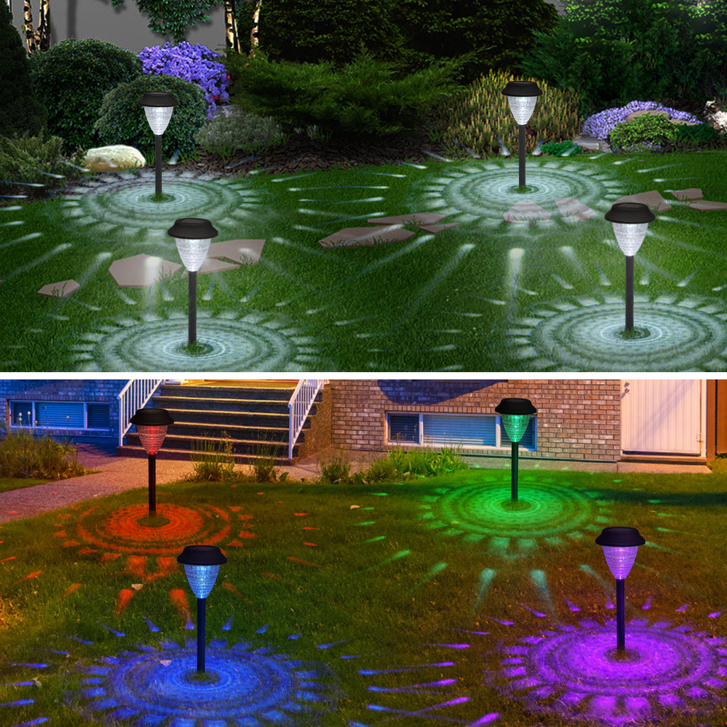 Waterproof Solar Powered Garden Path Lights Set of 8, Auto On/Off LED Crystal Ground Stake Landscape Lights, Solar Walkway Lighting for Backyard Sidewalk Lawn Decorations
