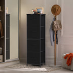 51" Tall 4-Drawer Fabric Dresser Tower - Vertical Closet Organizer for Bedroom & Entryway, Slim Storage Chest with Wooden Top & Metal Frame, Black