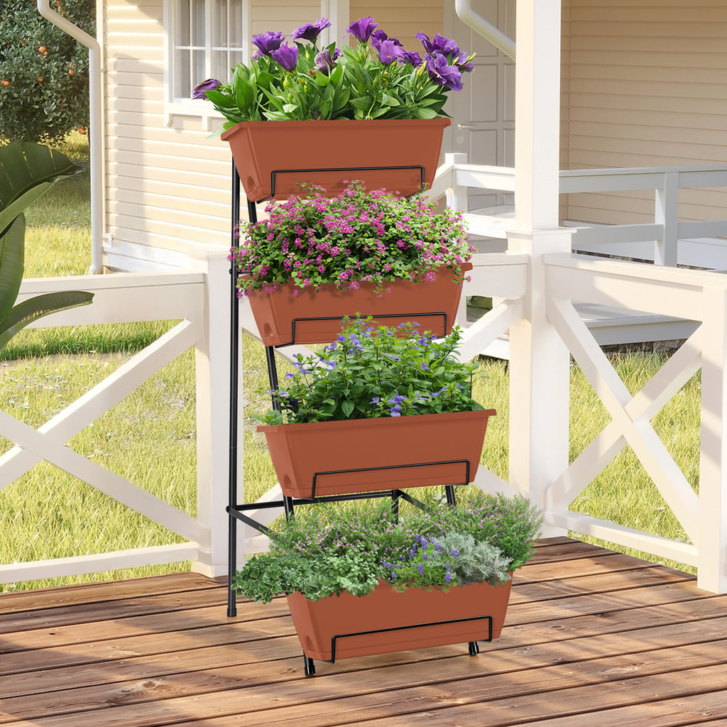 4-Tier Vertical Garden Planter - Elevated Raised Garden Bed with Tilted Bins for Small Space Gardening