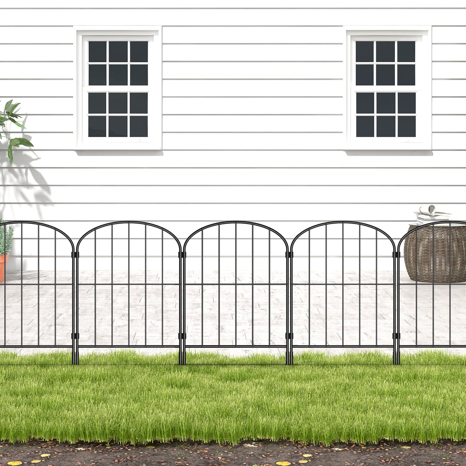 25 Panels 27ft x 24in Metal Garden Fence, Rustproof Decorative Arched Wire Fencing, Outdoor Animal Barrier for Yard, Flower Bed, Patio