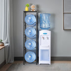Heavy-Duty 4-Tier Water Bottle Storage Rack with Display Top - 5 Gallon Water Jug Organizer Stand for Home & Office, Space-Saving Black Finish