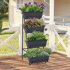 4-Tier Vertical Raised Garden Bed - Elevated Planter Box for Herbs, Vegetables & Flowers, Space-Saving Indoor/Outdoor Standing Planter, Grey