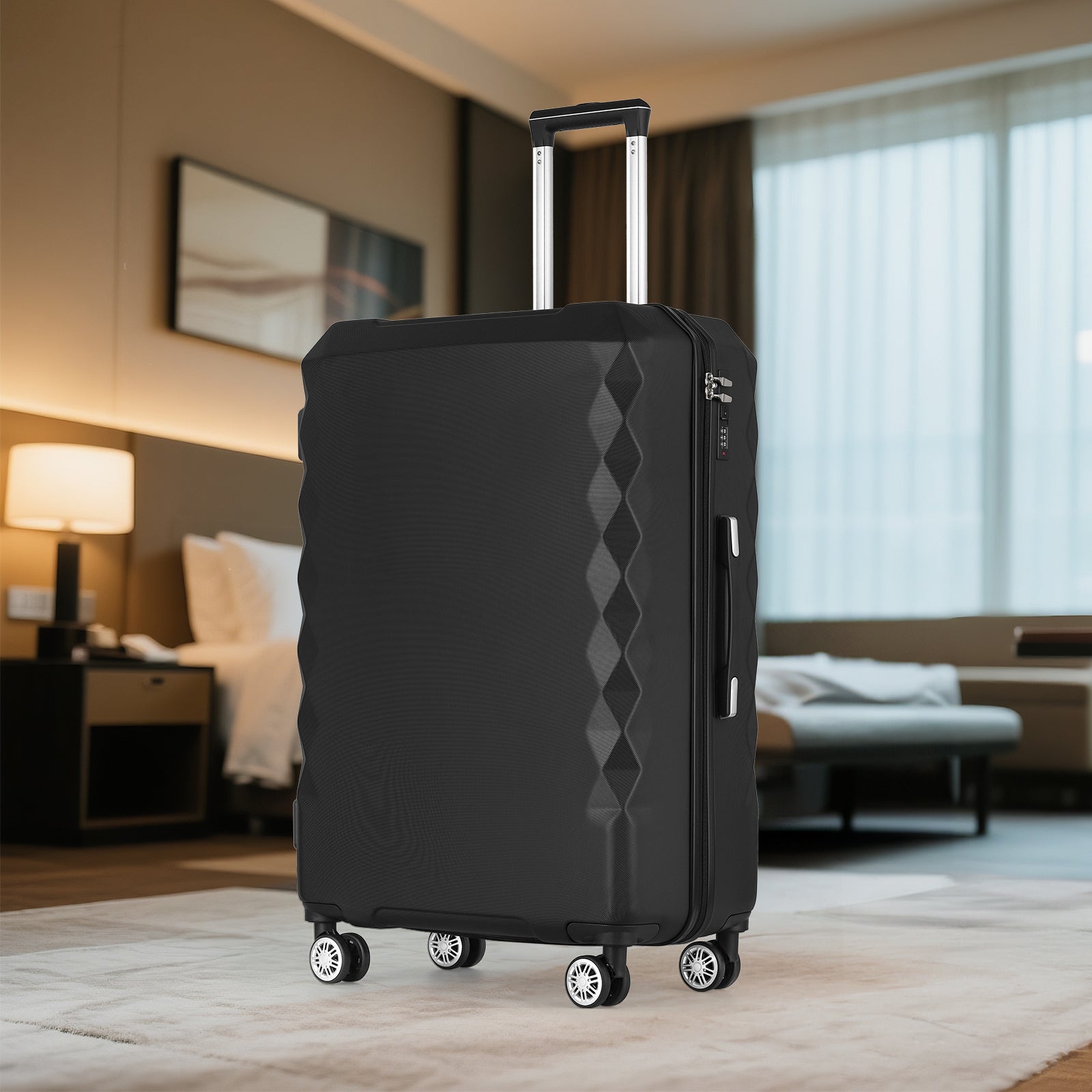 3 Piece Set (20in/24in/28in) Travel Suitcase Hardside Luggage with Spinner Wheel