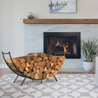 48-Inch Curved Firewood Rack - Heavy-Duty Powder-Coated Metal Log Holder for Indoor/Outdoor Use